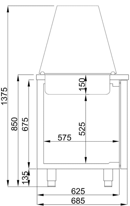 CombiSteel Saladette 2 Türen 3X 1/1Gn Behälter