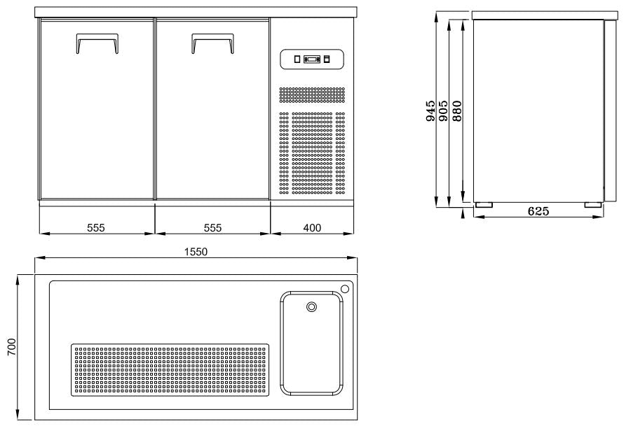 CombiSteel Biertheke 2 Türen 1R