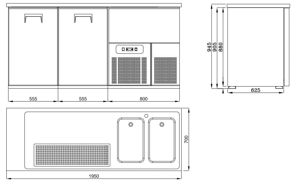 CombiSteel Biertheke 2 Türen 2R