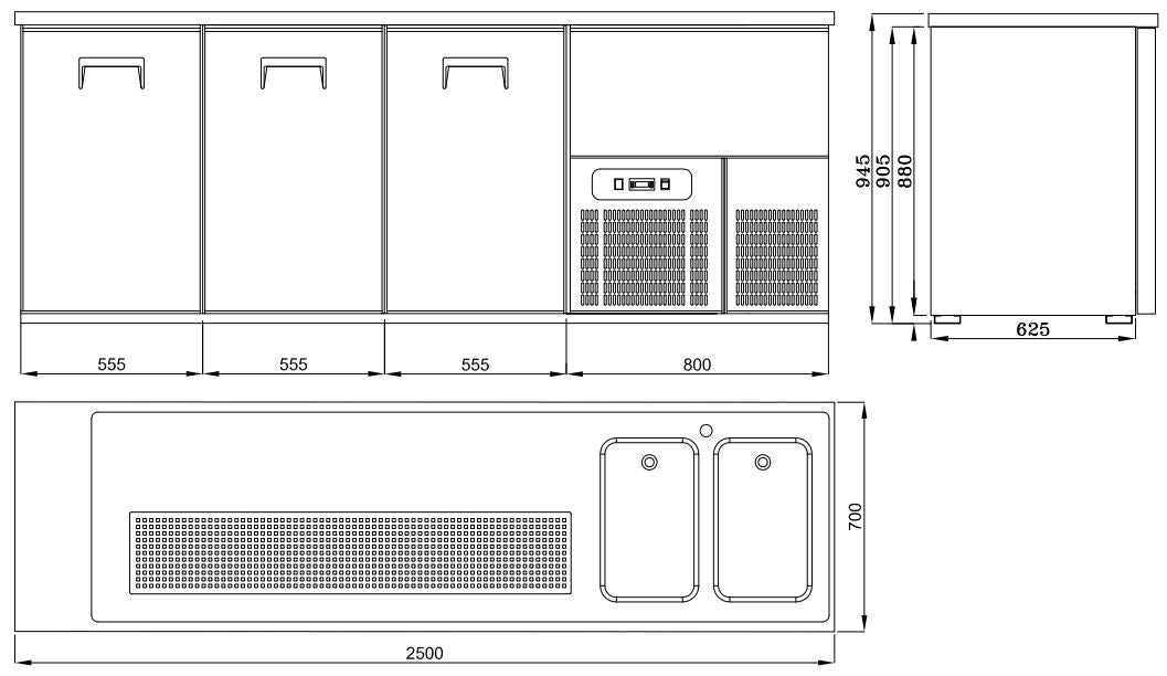 CombiSteel Biertheke 3 Türen 2R