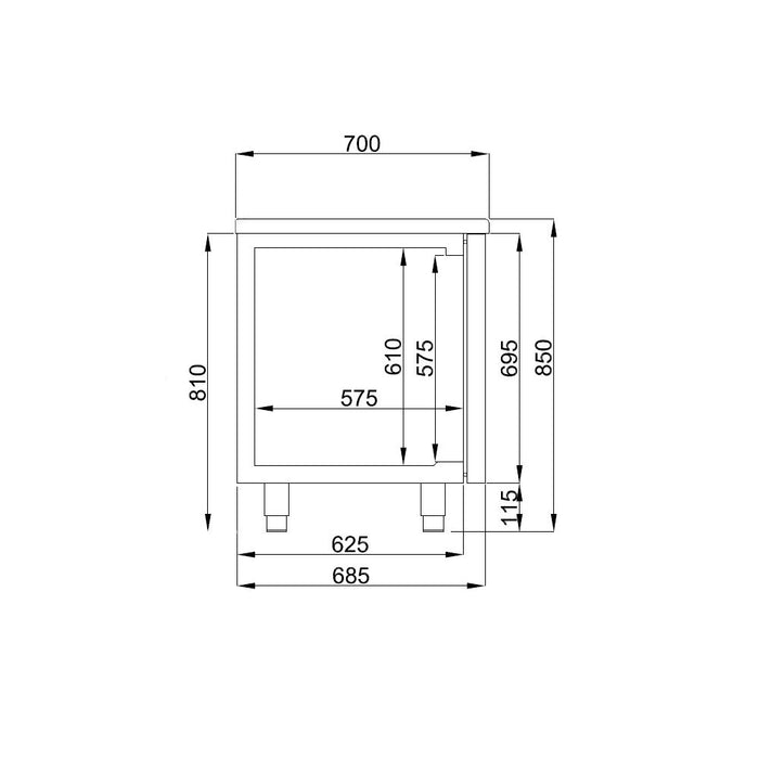 CombiSteel 700 Kühltisch 4 Schubladen Monoblock Energy Line