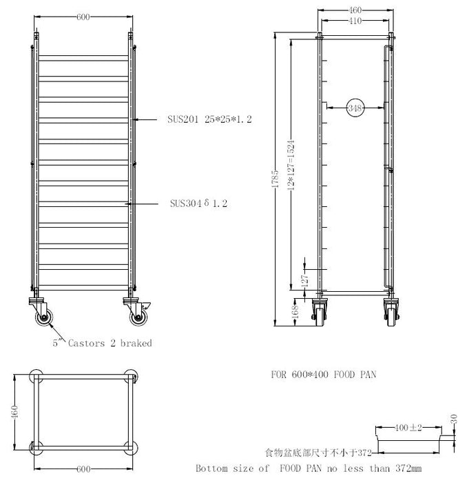 CombiSteel Abräumwagen Demontabel EN 600 × 400