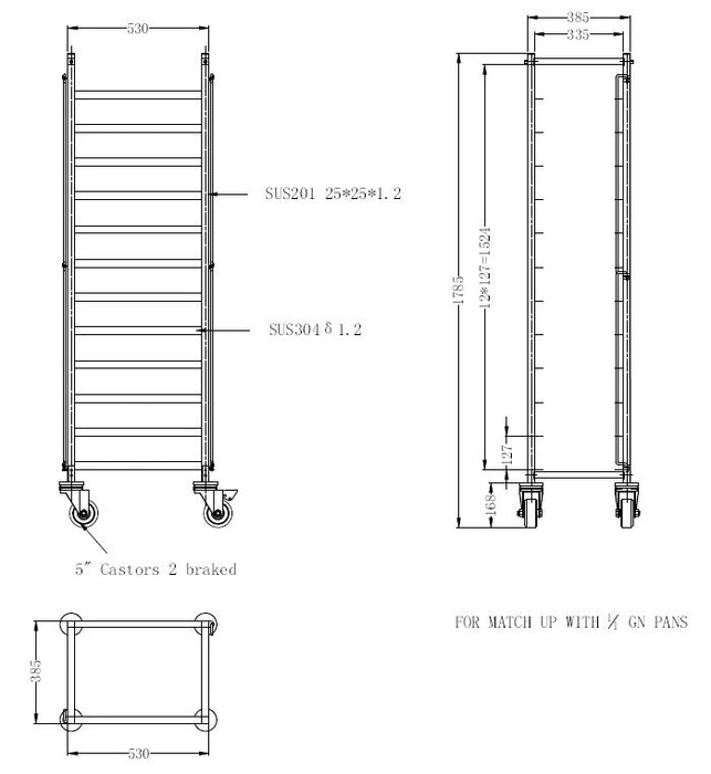 CombiSteel Abräumwagen Demontabel 1/1Gn