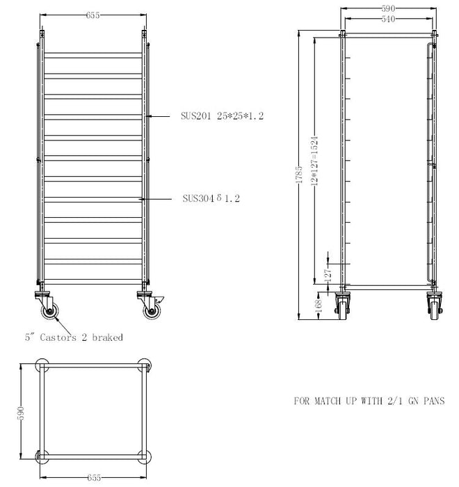 CombiSteel Abräumwagen Demontabel 2/1Gn
