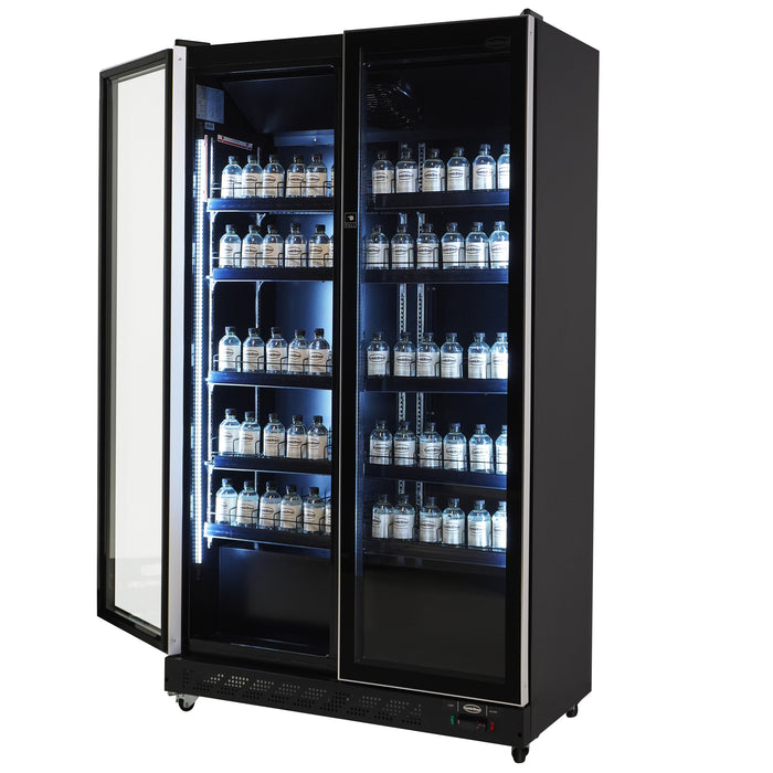 CombiSteel Kühlschrank 2 Glastüren Schwarz