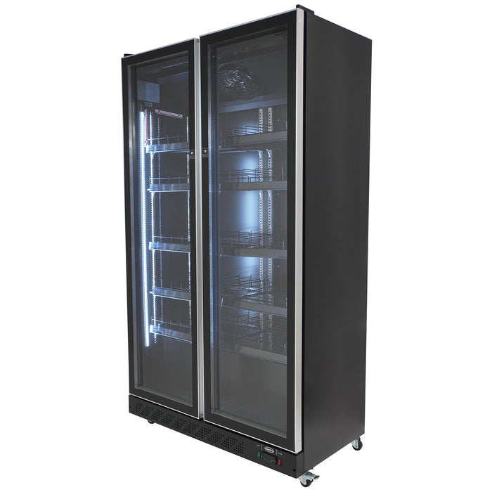 CombiSteel Kühlschrank 2 Glastüren Schwarz