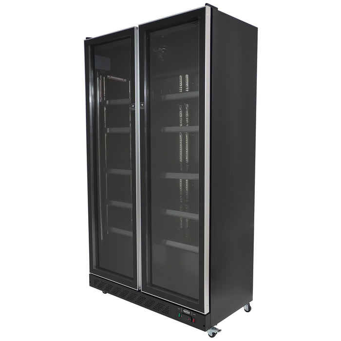 CombiSteel Kühlschrank 2 Glastüren Schwarz