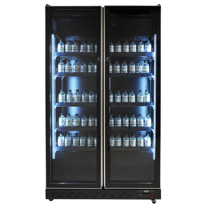 CombiSteel Kühlschrank 2 Glastüren Schwarz