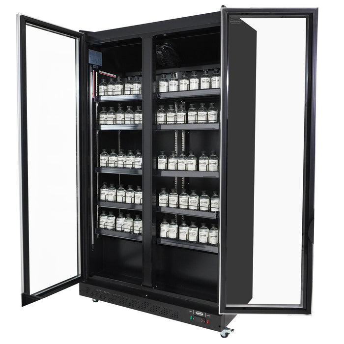 CombiSteel Kühlschrank 2 Glastüren Schwarz