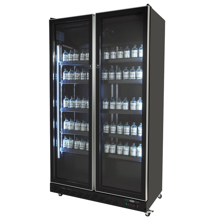 CombiSteel Kühlschrank 2 Glastüren Schwarz