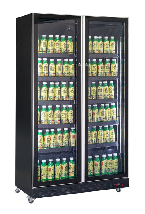 CombiSteel Kühlschrank 2 Glastüren Schwarz