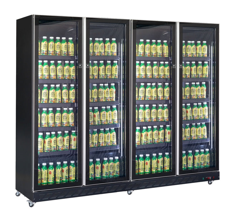 CombiSteel Kühlschrank 4 Glastüren Schwarz