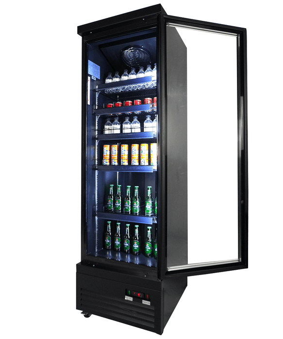 CombiSteel Kühlschrank 1 Glastür Schwarz Ceb-500R Bl
