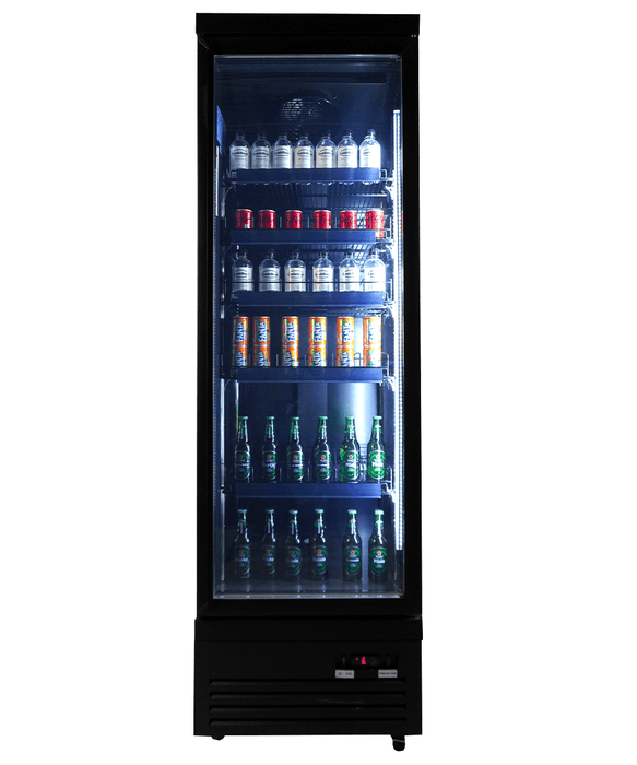CombiSteel Kühlschrank 1 Glastür Schwarz Ceb-500R Bl