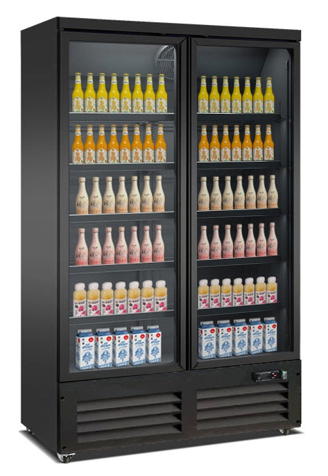 CombiSteel Tiefkühlschrank 2 Glastüren Schwarz Ceb-1200F Bl
