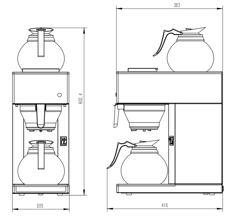 CombiSteel Kaffeemaschine Inkl. 2 Kaffeekanne Aus Glas 1.8L