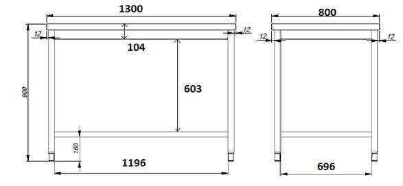 CombiSteel 800 Arbeitstisch Offenem Unterbau 1300
