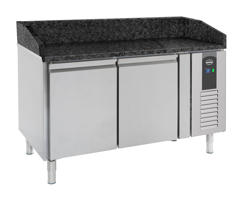 CombiSteel Pizzatisch 2 Türen Schwarze Granit-Arbeitsplatte