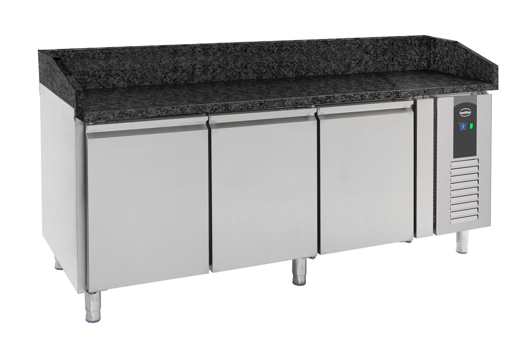 CombiSteel Pizzatisch 3 Türen Schwarze Granit-Arbeitsplatte | 7950.0054