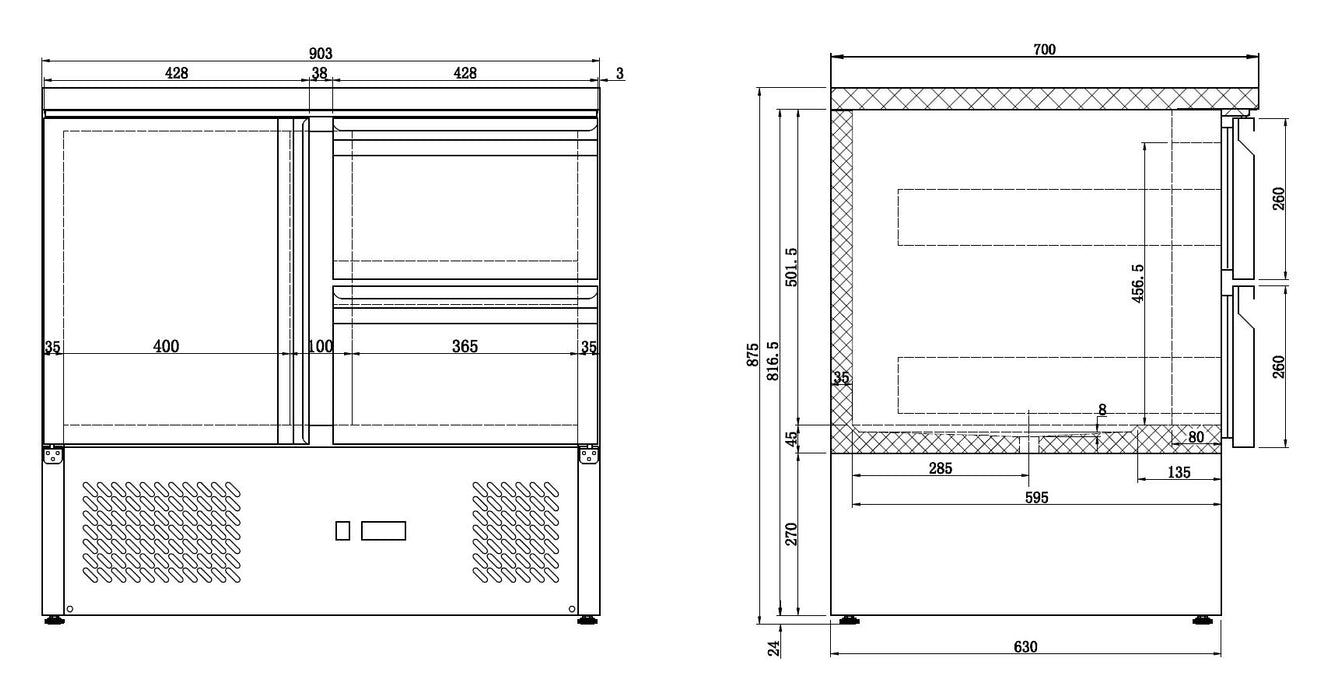 CombiSteel Kühltisch 1 Tür/2 Laden