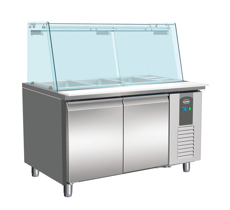 CombiSteel 700 Kühltisch Mit Glas 2 Türen 3X 1/1 + 3X 1/6 GN Behälter