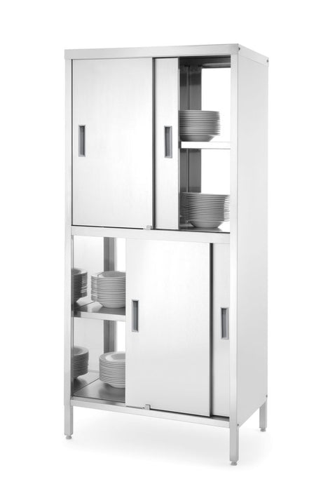 Durchreicheschrank mit Trennwand und Schiebetüren – verschraubt, HENDI, Kitchen Line, 1000x600x(H)1800mm