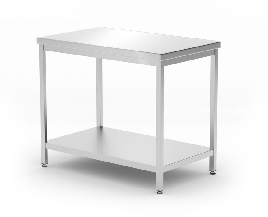 Mitteltisch mit Ablage – verschraubt, Tiefe 600 mm, HENDI, Profi Line, 1000x600x(H)850mm