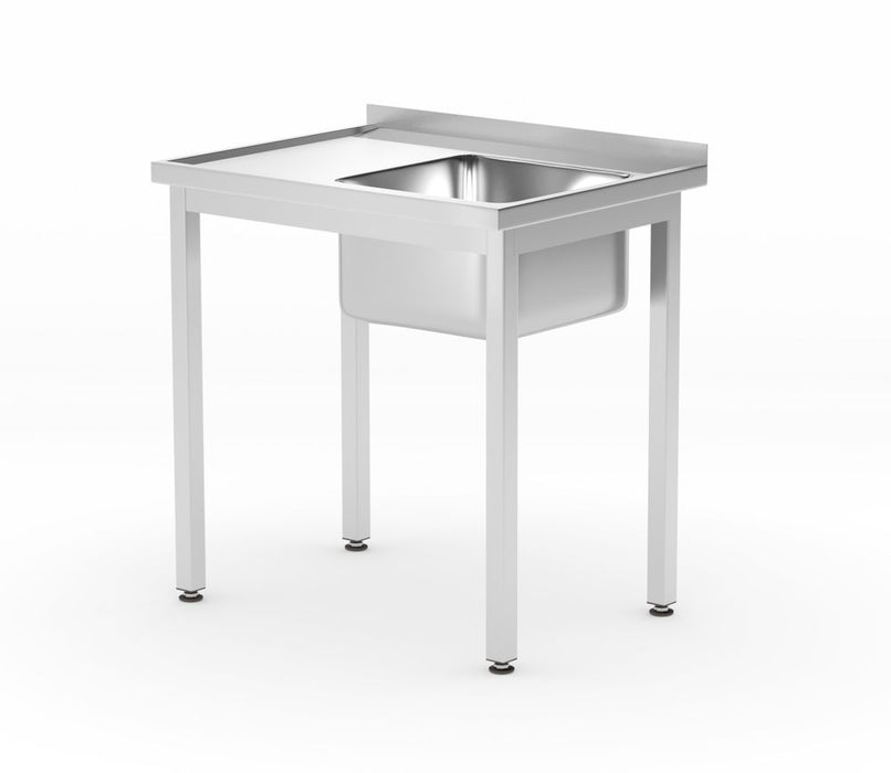 Waschtisch mit Ablage – verschraubt, Tiefe 600 mm, HENDI, Profi Line, Rechte Seite, 800x600x(H)850mm