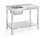 Waschtisch mit Ablage – verschraubt, Tiefe 600 mm, HENDI, Profi Line, Spüle links, 1000x600x(H)850mm