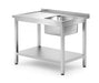 Waschtisch mit Ablage – verschraubt, Tiefe 700 mm, HENDI, Profi Line, Richtig, 1000x700x(H)850mm