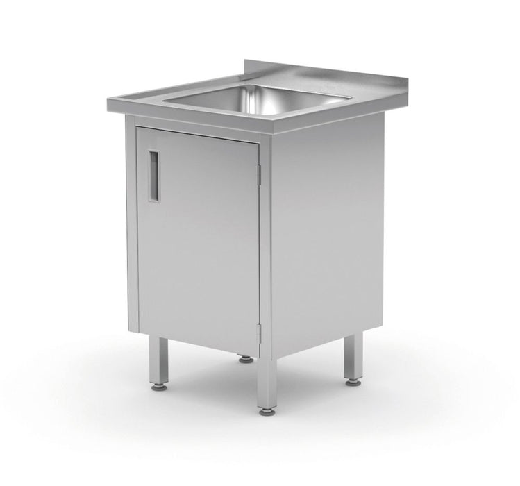 Waschtisch, verschweißt, mit Schrank- und Scharniertüren, HENDI, Profi Line, 600x700x(H)850mm