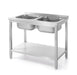 Tisch mit 2 Spülbecken und Ablage, verschraubt, HENDI, Kitchen Line, 1000x600x(H)850mm