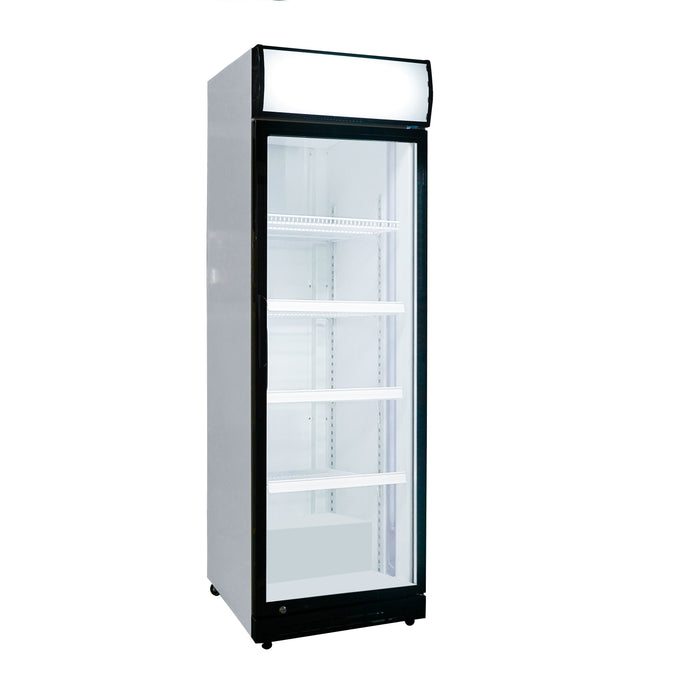 Stalgast Glastür-Kühlschrank mit Werbedisplay, eine Flügeltür, 577x605x1978 (BxTxH)