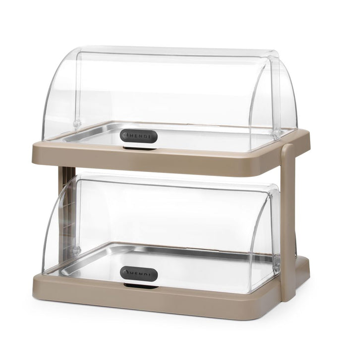 Rolltop Kühldisplay Duo UNIQ, HENDI, designed by Robert Bronwasser, Doppelt, Beige, 480x355x(H)480mm, Rechteckig