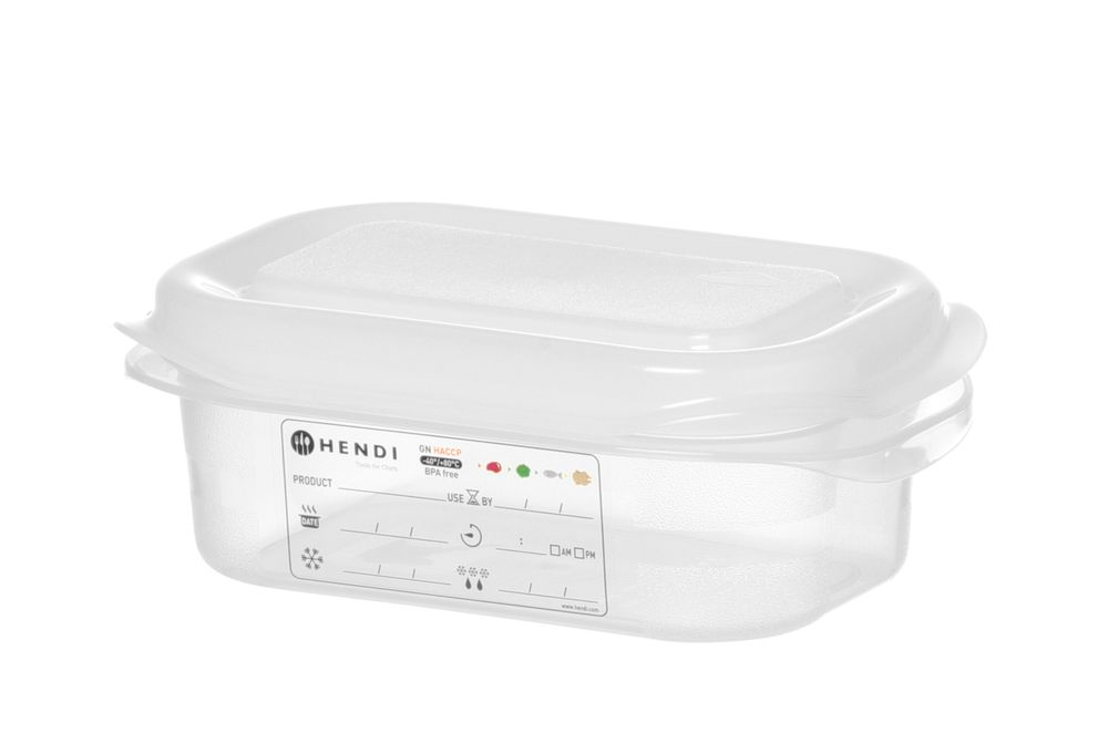 GN 1/9 Behälter, Polypropylen, HENDI, GN 1/9, 0,6L, Transparent, 176x108x(H)65mm, Rechteckig
