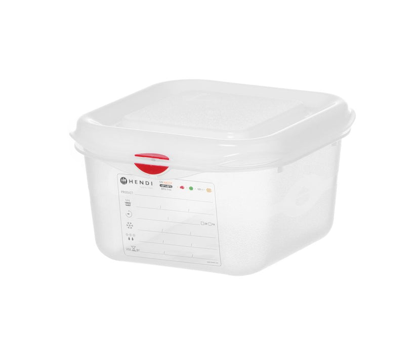 GN 1/6 Behälter, Polypropylen, HENDI, GN 1/6, 1,7L, Transparent, 176x162x(H)100mm, Rechteckig