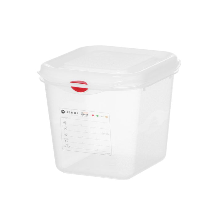 GN 1/6 Behälter, Polypropylen, HENDI, GN 1/6, 2,6L, Transparent, 176x162x(H)150mm, Rechteckig