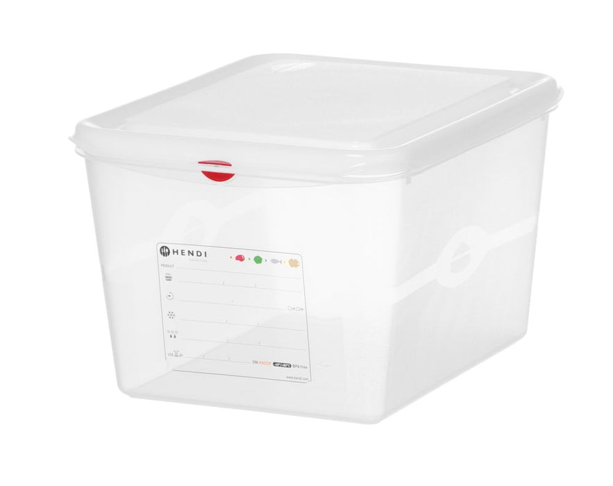 GN 1/2 Behälter, Polypropylen, HENDI, GN 1/2, 12,5L, Transparent, 325x265x(H)200mm, Rechteckig
