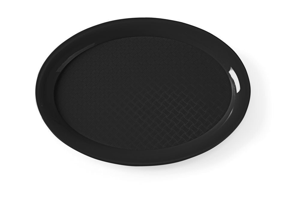 Fast-Food-Tablett aus Polypropylen, oval, HENDI, Schwarz, 265x195x(H)15mm