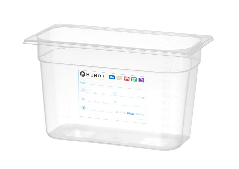 Gastronorm-Behälter 1/3, HENDI, GN 1/3, 7,8L, Transparent, 325x176x(H)200mm