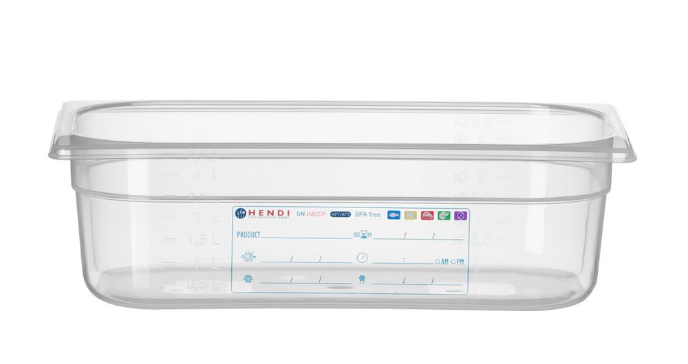 Gastronorm-Behälter 1/3, HENDI, GN 1/3, 4L, Transparent, 325x176x(H)100mm