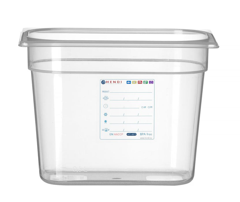 Gastronorm-Behälter 1/4, HENDI, GN 1/4, 5,5L, Transparent, 265x162x(H)200mm