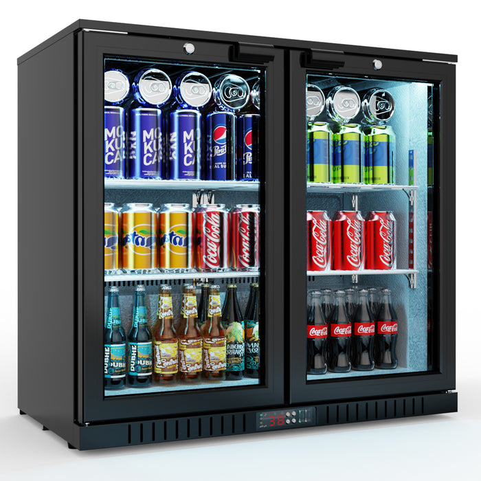 Bar Display Cooler, zwei Flügeltüren, 900x530x835 mm (BxTxH), schwarz