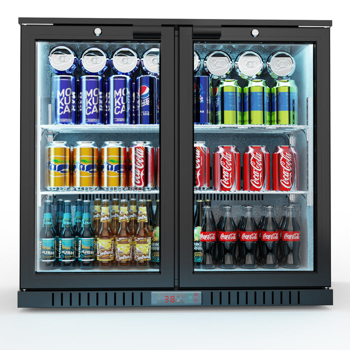 Bar Display Cooler, zwei Flügeltüren, 900x530x835 mm (BxTxH), schwarz