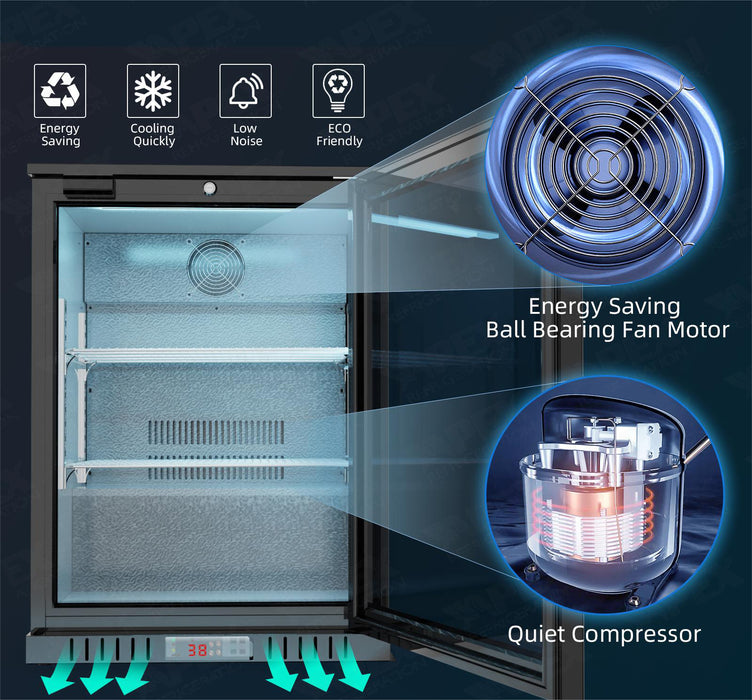 Bar Display Cooler, zwei Schiebetüren, 900x530x835 mm (BxTxH), schwarz