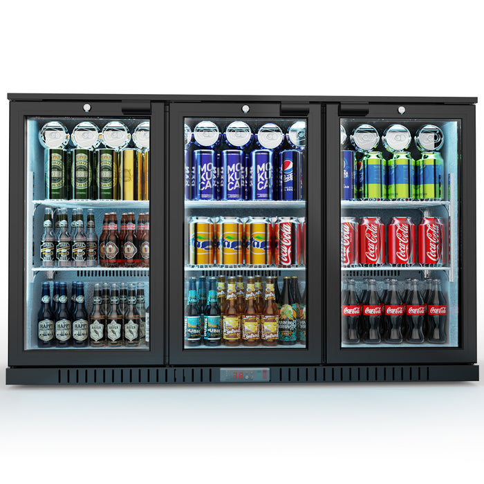 Bar Display Cooler, drei Flügeltüren, 1350x530x835 mm (BxTxH), schwarz