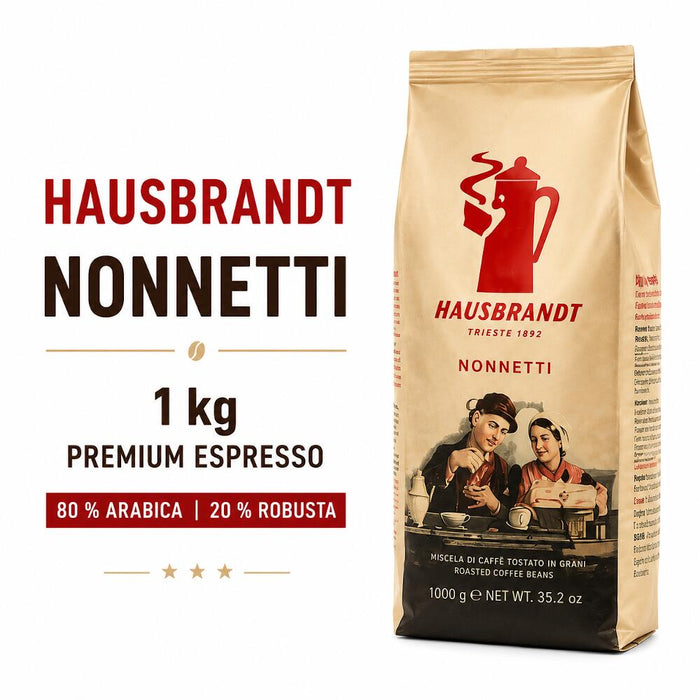Hausbrandt Nonnetti Espresso Kaffeebohnen – Original italienische Espressobohnen für Vollautomaten & Siebträger