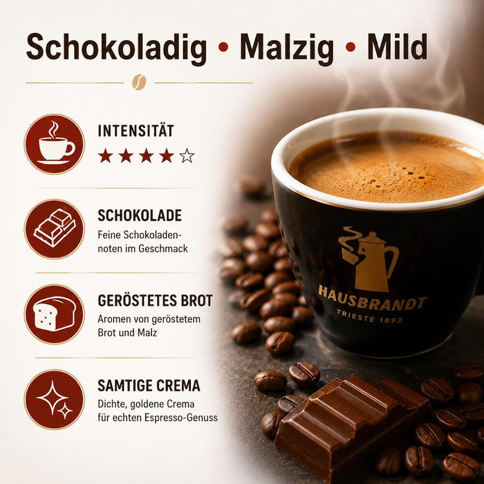 Hausbrandt Nonnetti Espresso Kaffeebohnen – Original italienische Espressobohnen für Vollautomaten & Siebträger