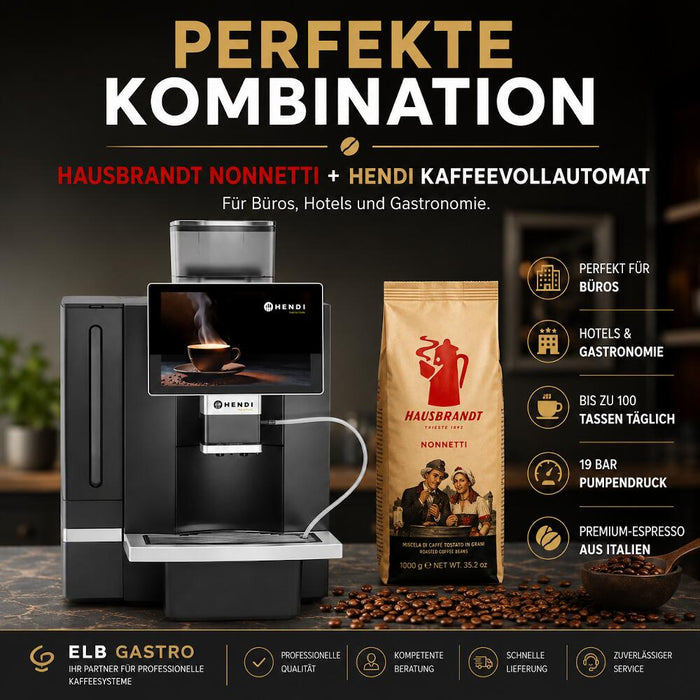 Hausbrandt Nonnetti Espresso Kaffeebohnen – Original italienische Espressobohnen für Vollautomaten & Siebträger