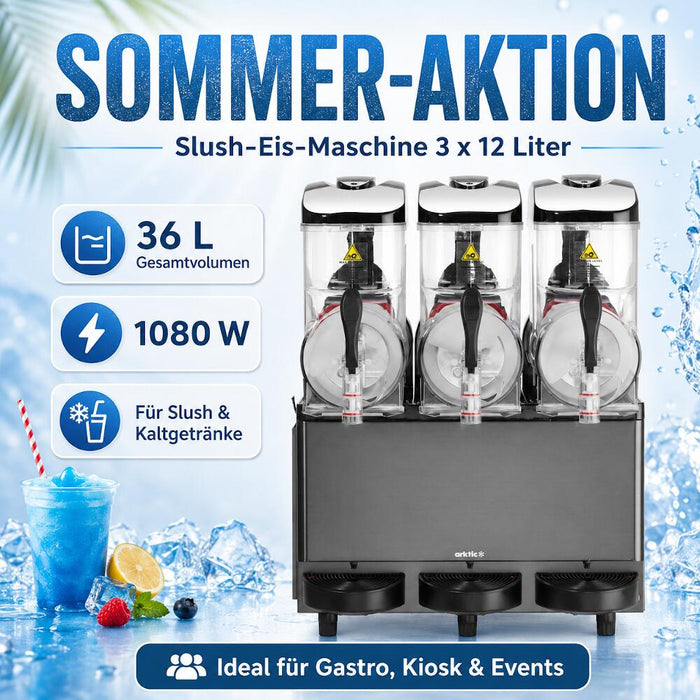 HENDI Arktic Slush-Eis-Maschine 3x12 L Schwarz | 1080 W